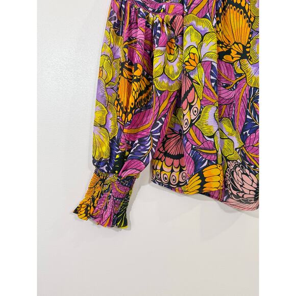 Anthropologie Alexandra Farmer Puff Sleeve Butterfly Blouse Pink Size S - Picture 6 of 10